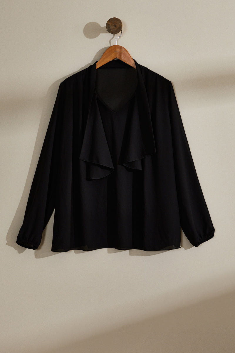 Blouse à lavallière noire