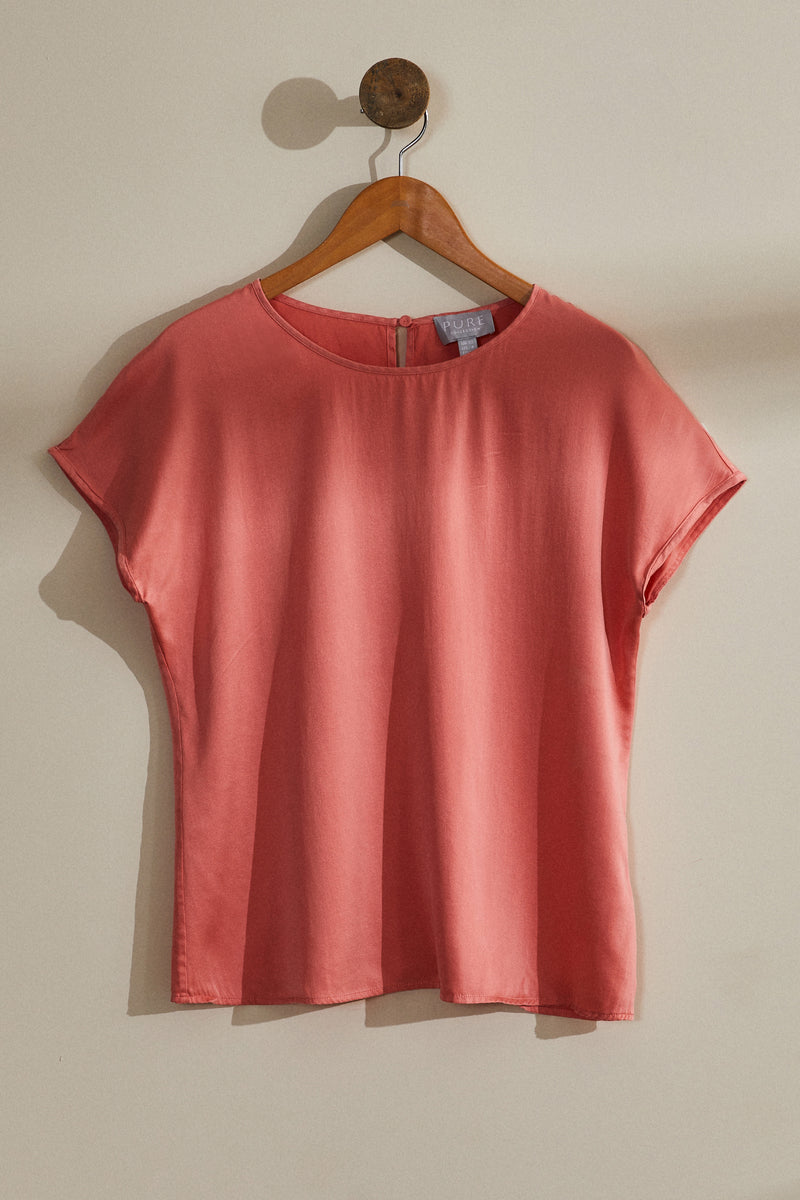 Blouse en soie rose