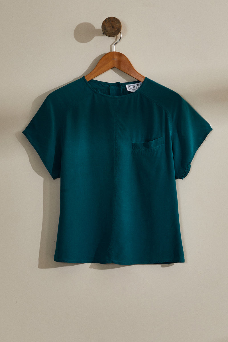 Blouse en soie bleue