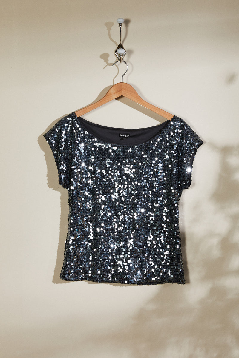 Blouse à sequins argentés