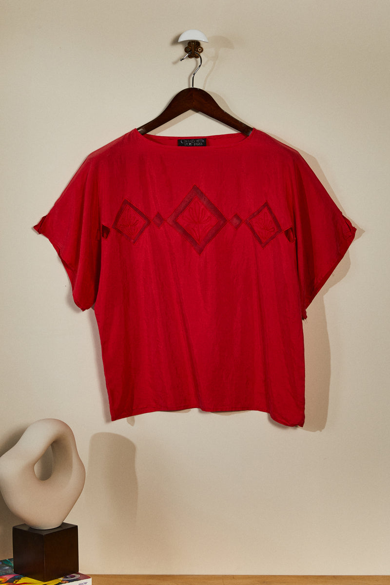 Blouse en soie rouge