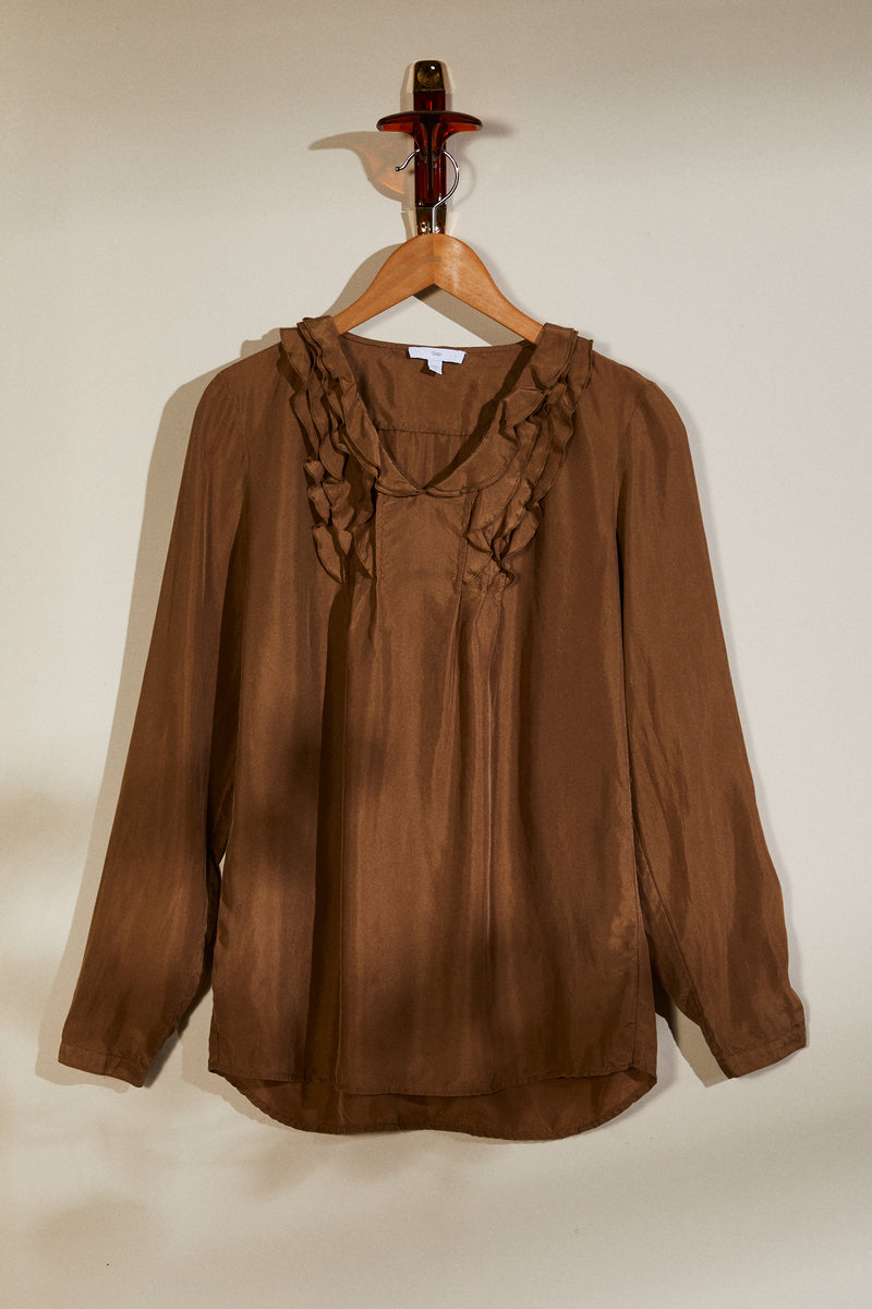 Blouse en soie camel