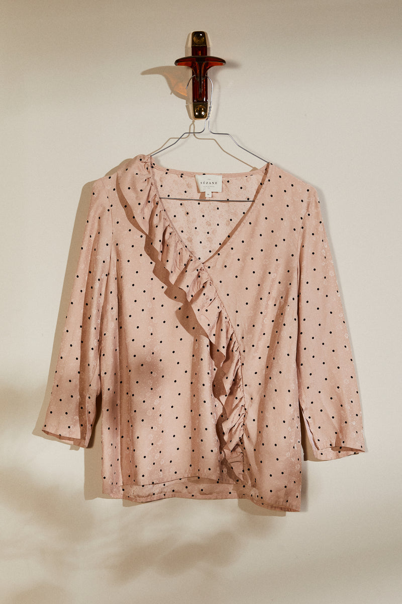 Blouse en soie rose