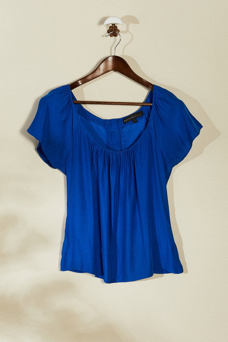 Blouse en soie bleue