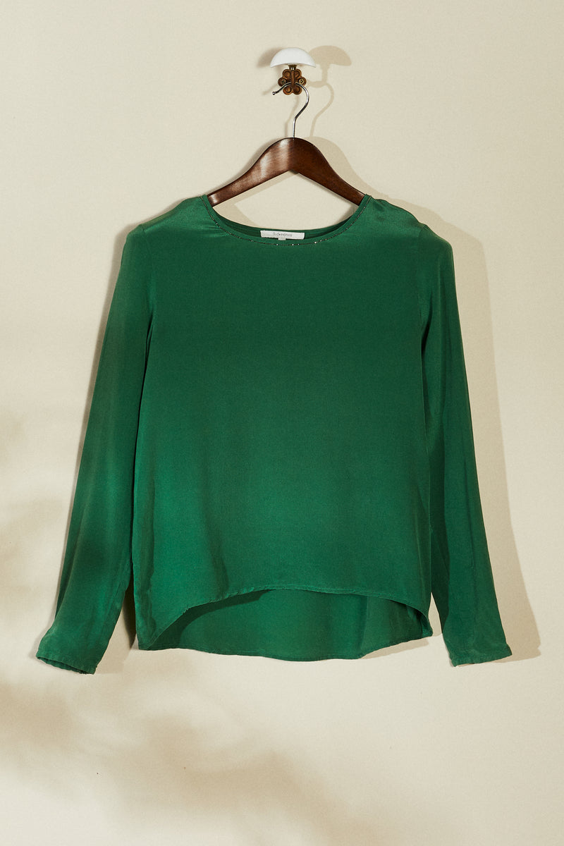 Blouse en soie verte