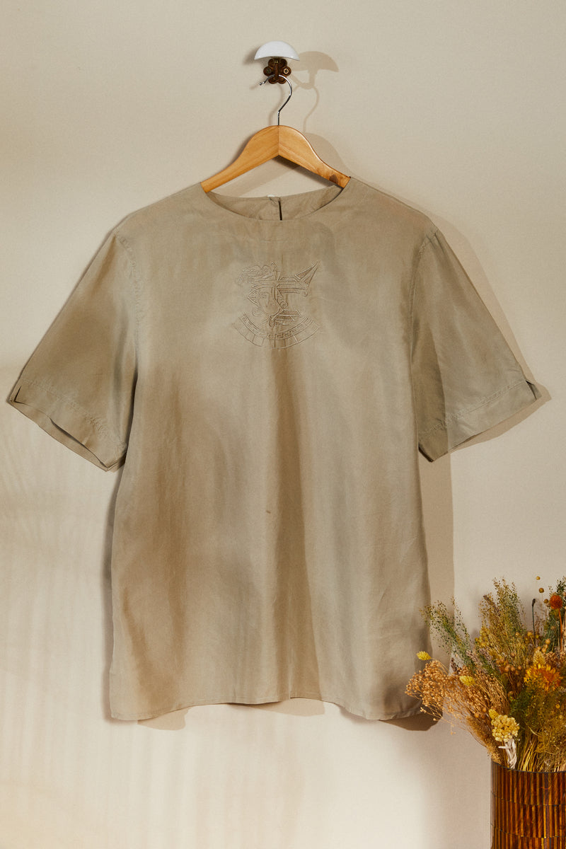 Blouse en soie taupe