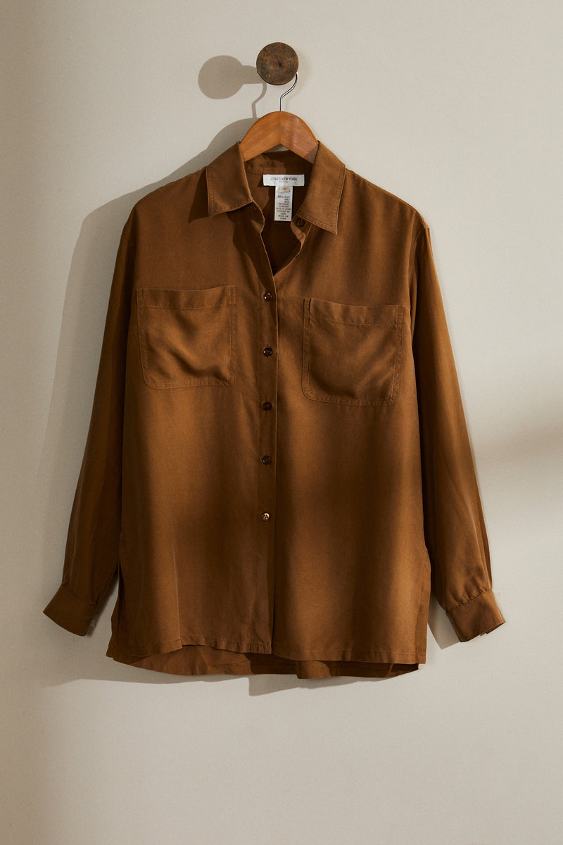 Chemise en soie camel