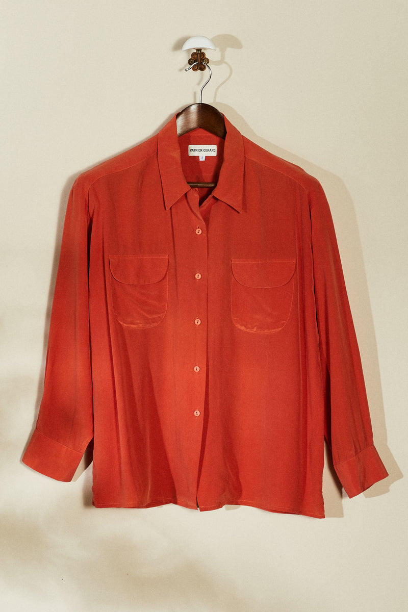 Chemise en soie orange