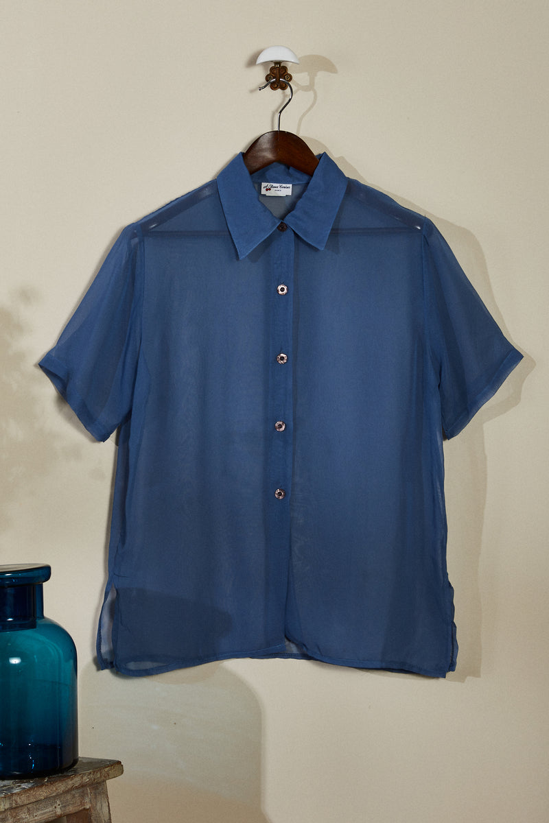 Chemise transparente bleue