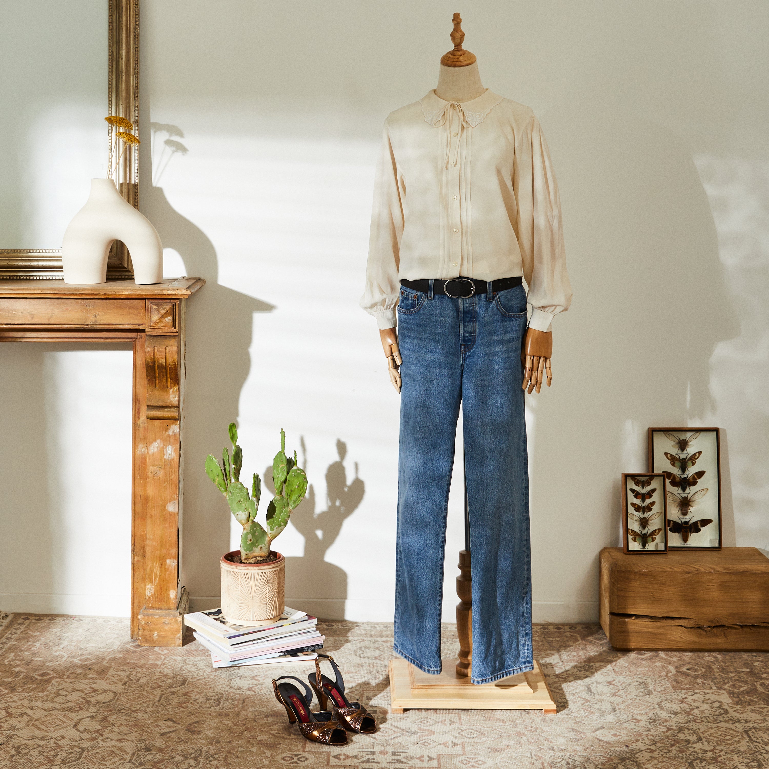 Chemise en soie avec broderie écrue