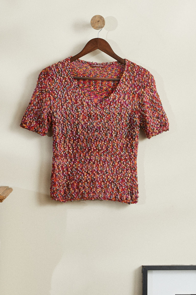 Pull en crochet multicolore