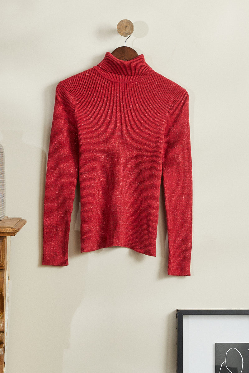 Pull en coton maille lurex rouge