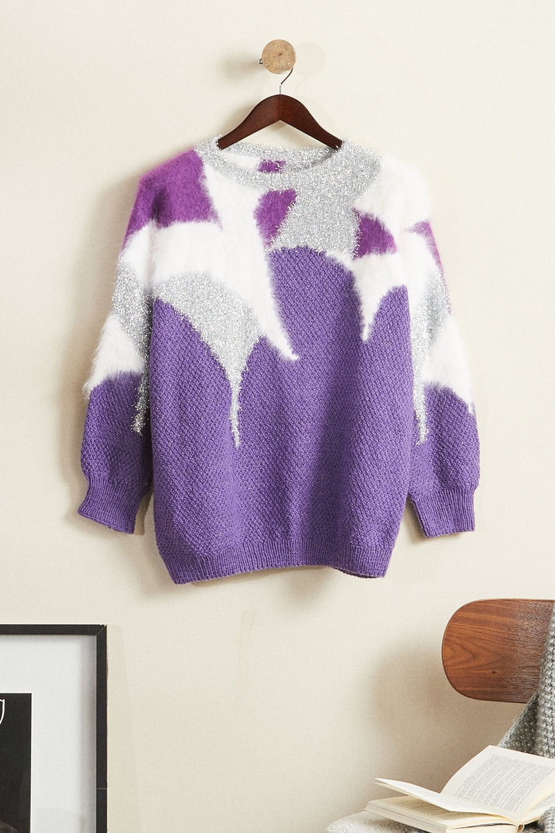 Pull angora lurex violet