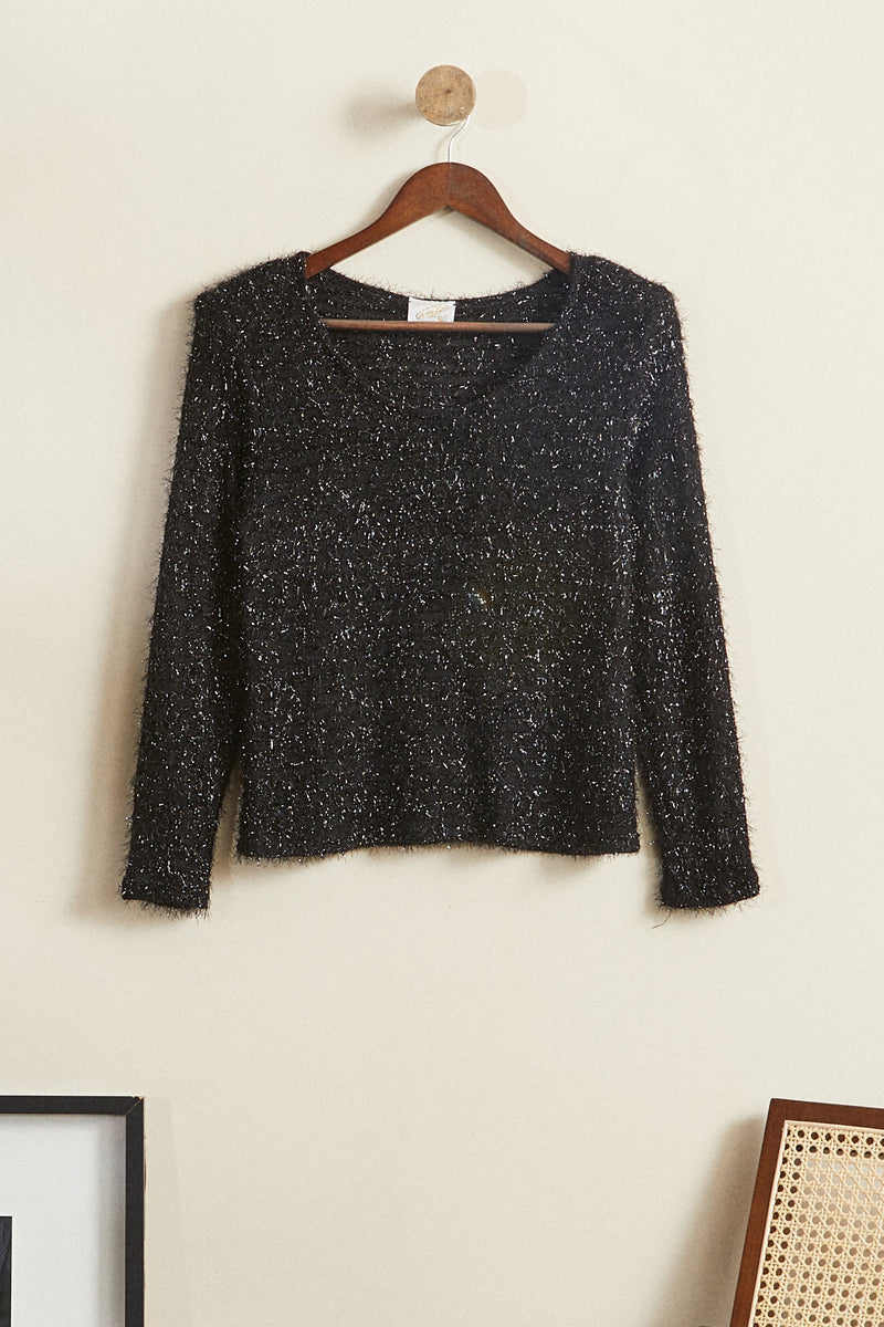 Pull angora lurex noir