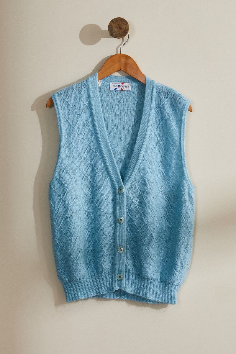 Gilet sans manche en mohair bleue