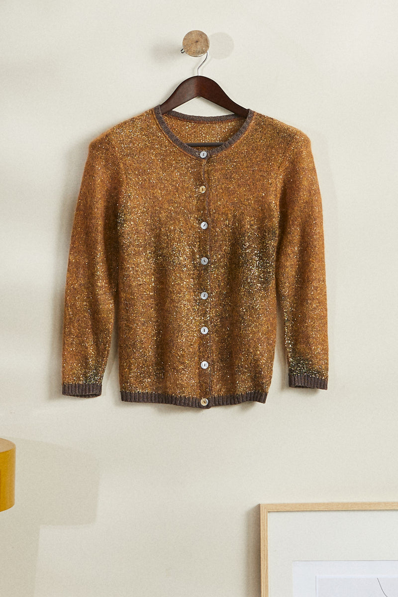 Gilet en mohair paillettes camel