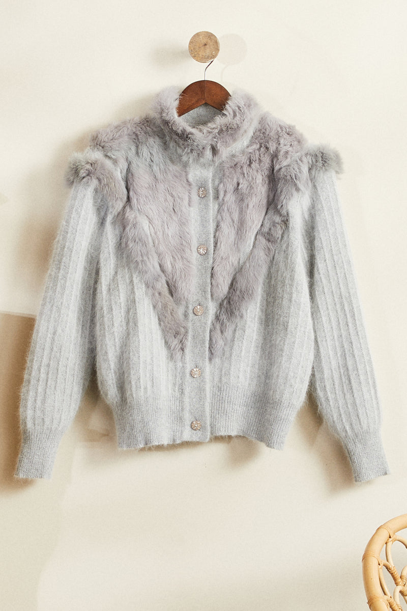 Gilet mohair et angora gris