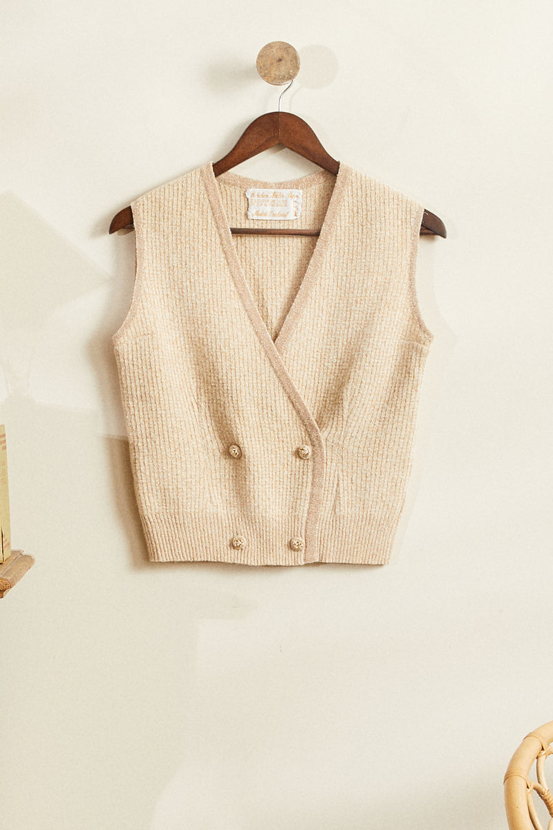 Gilet sans manche lurex beige