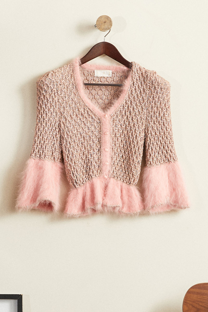 Gilet en maille lurex rose