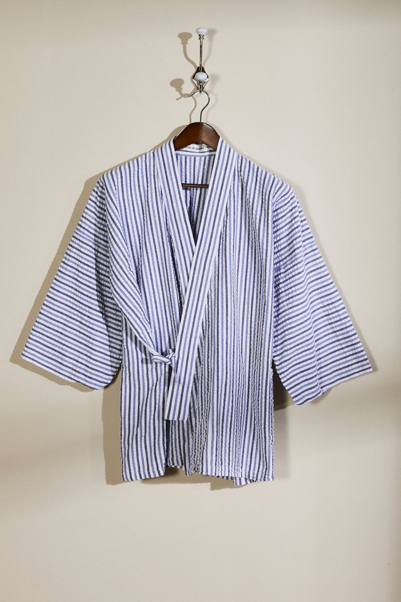 Veste Kimono à rayures bleue