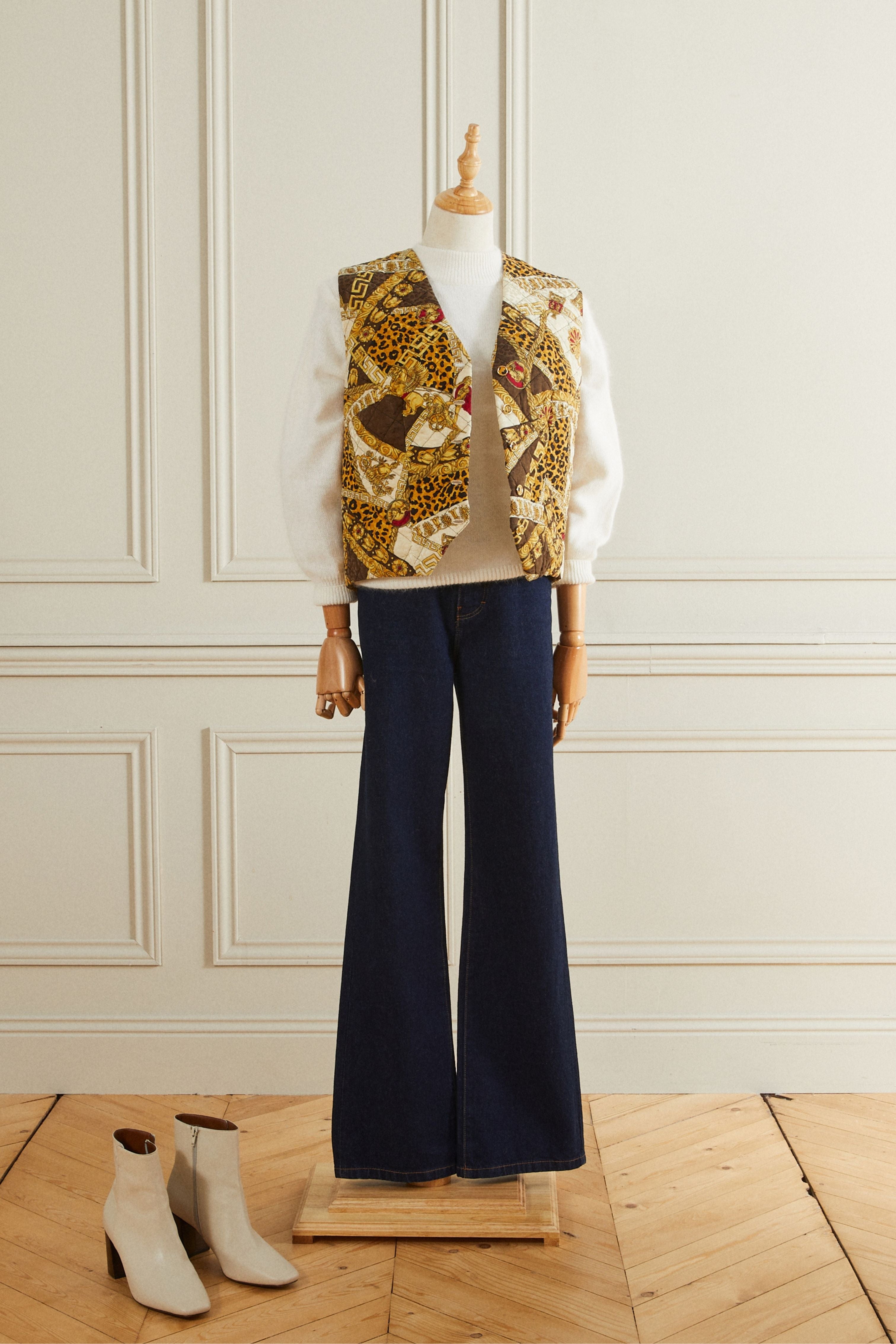 Veste sans manche matelassée à motifs