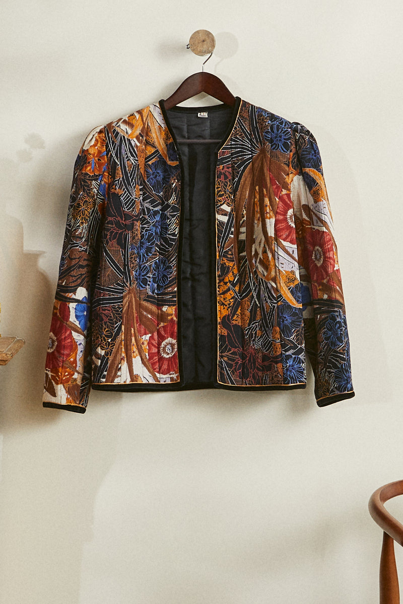 Veste matelassée à motif fleuri