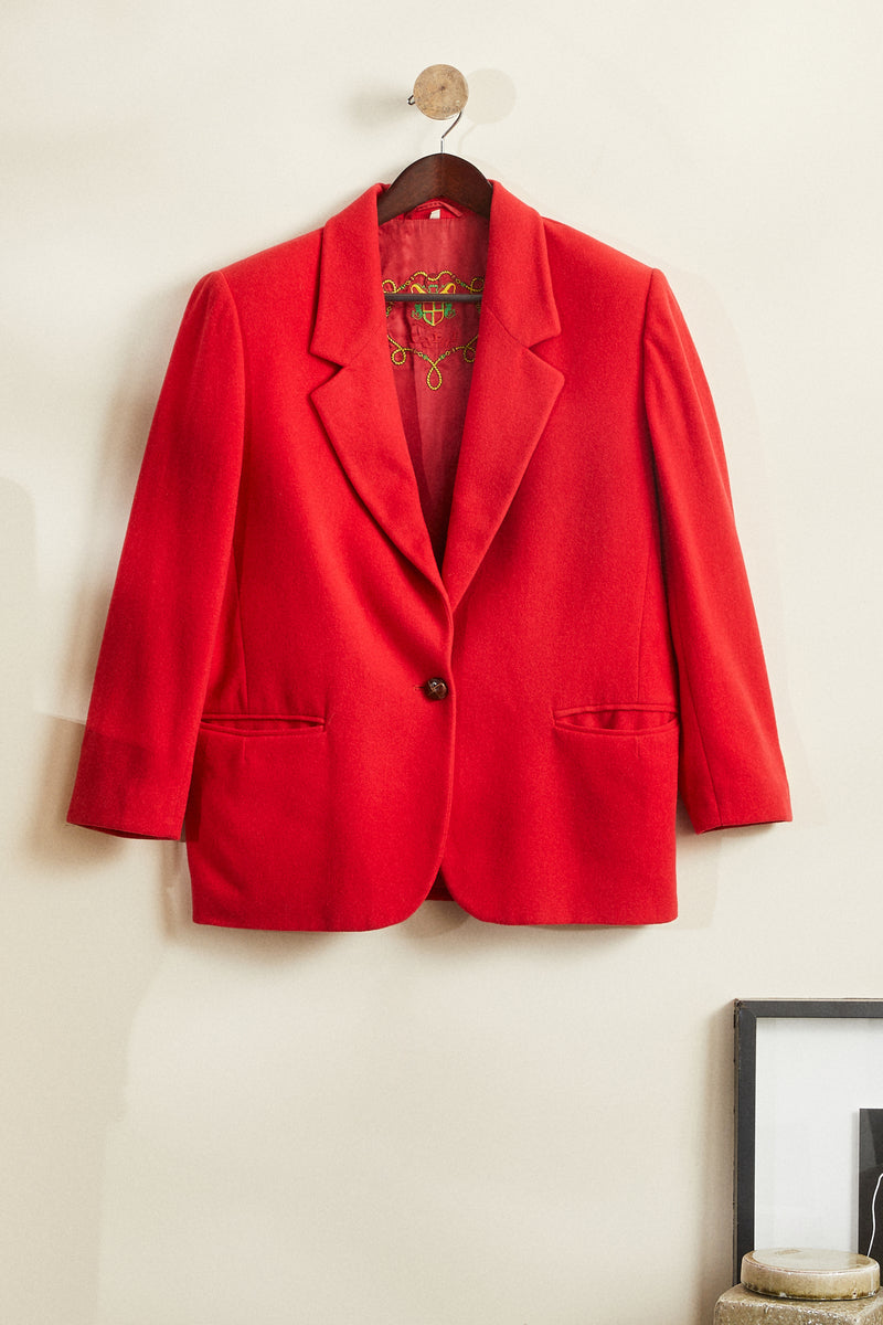 Veste de tailleur en laine rouge