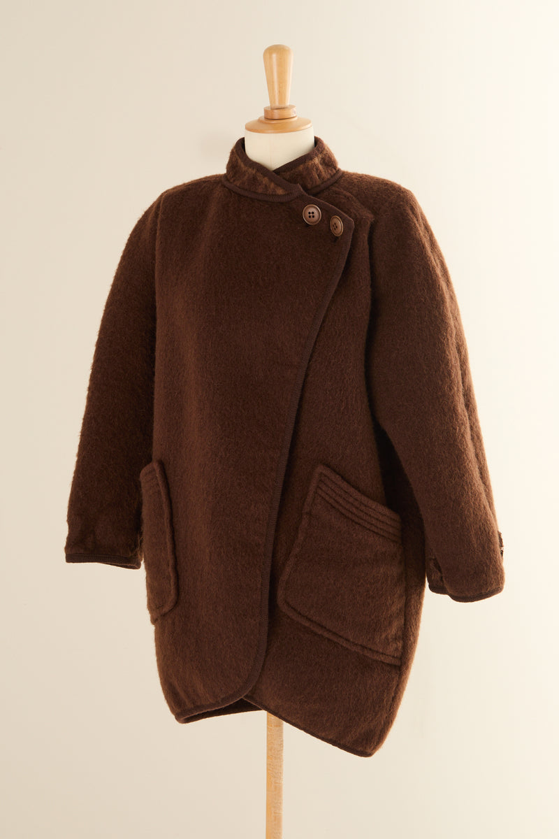 Manteau en laine mohair marron