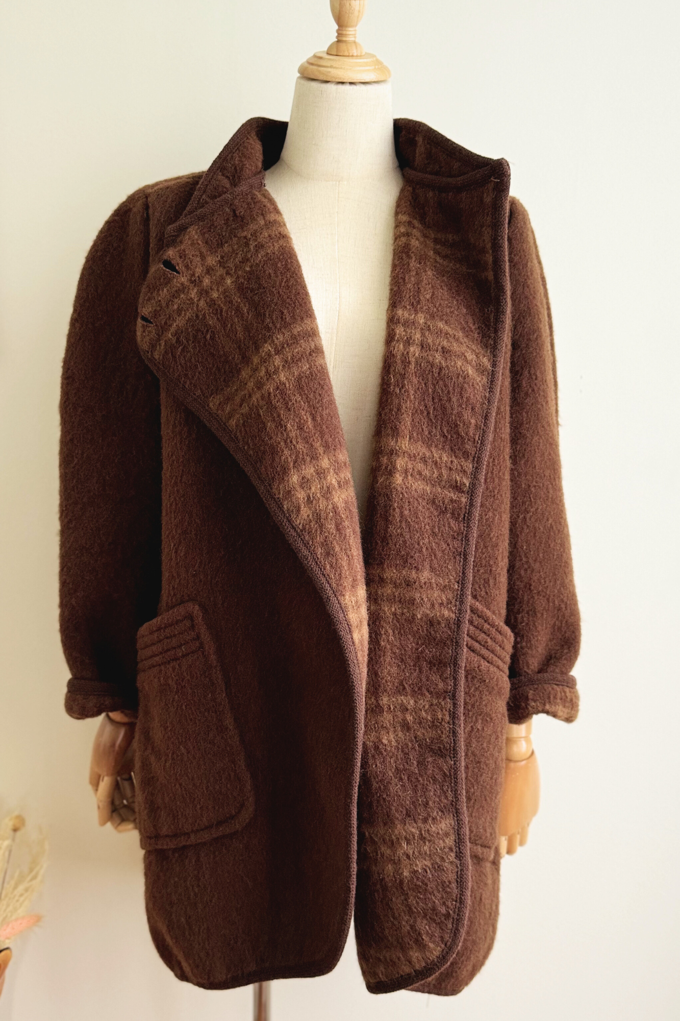 Manteau en laine mohair marron