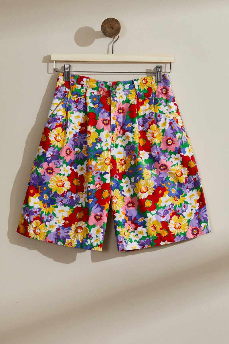 Short taille haute à fleurs multicouleur