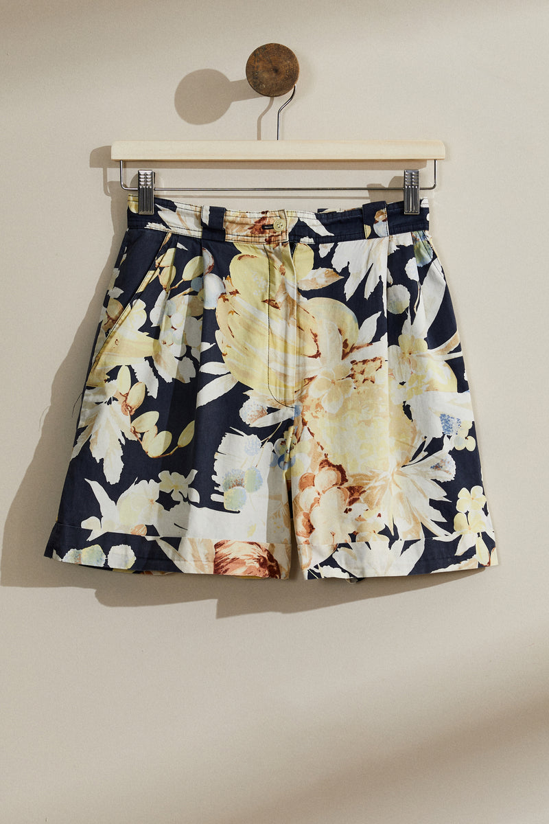 Short taille haute à fleurs colorés