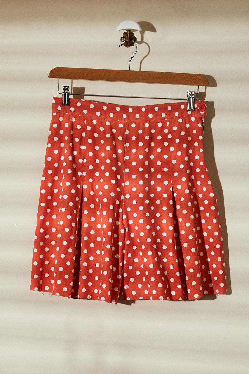 Short taille haute à pois orange