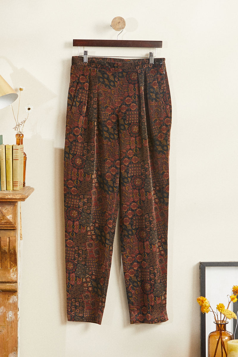 Pantalon en velours à motifs marron