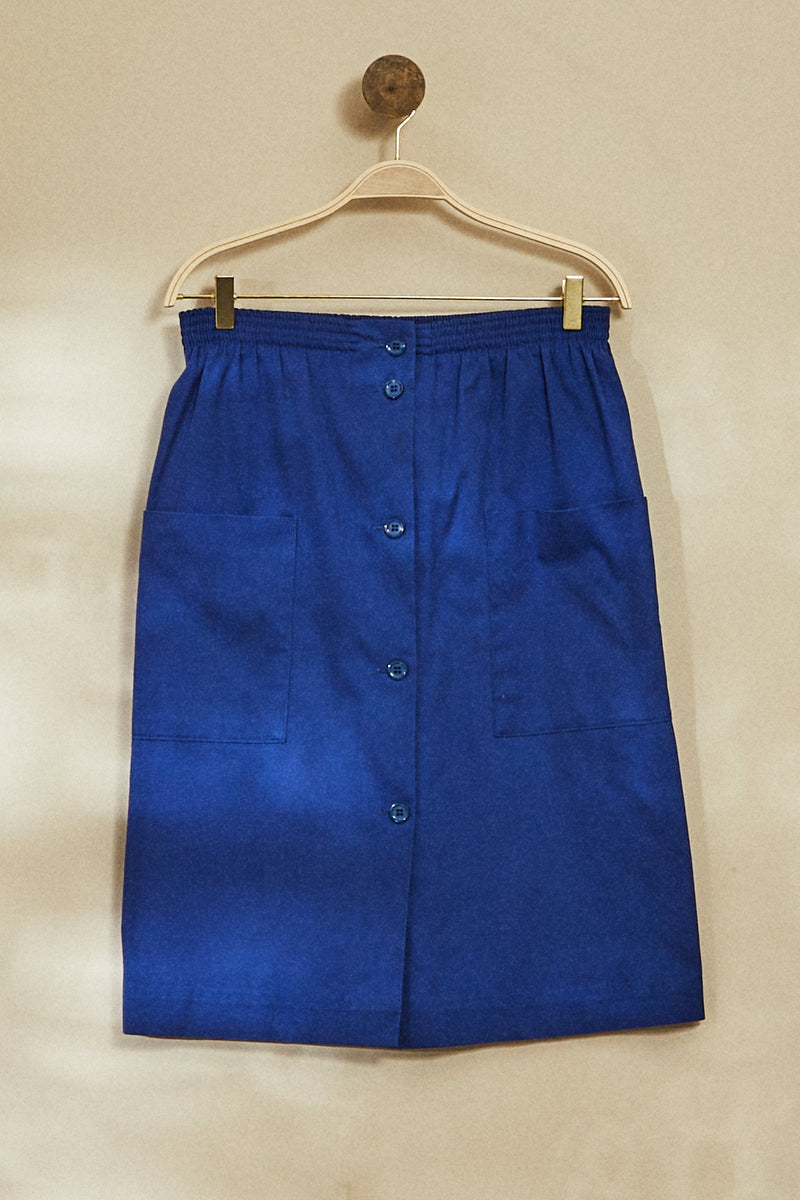 Jupe midi boutonnée bleue