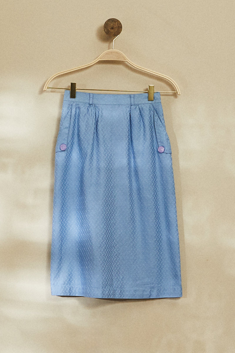 Jupe midi boutonnée  bleue