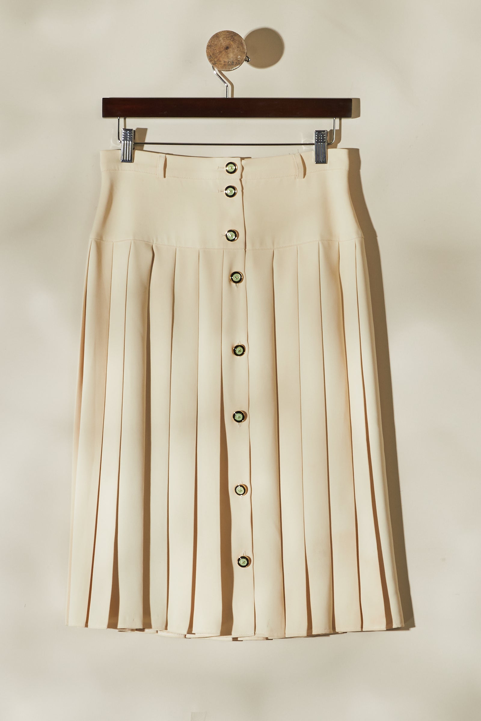 Jupe midi plissée beige