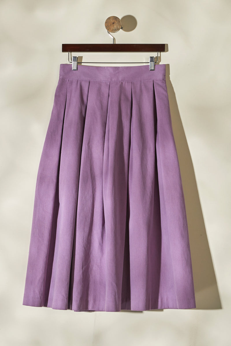 Jupe midi en coton épais violet