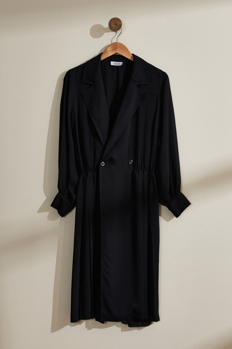 Robe longue portefeuille plissée noire