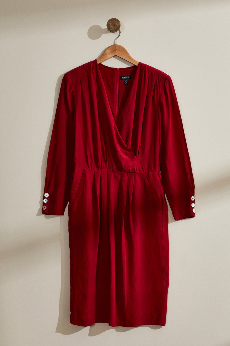 Robe midi soie rouge