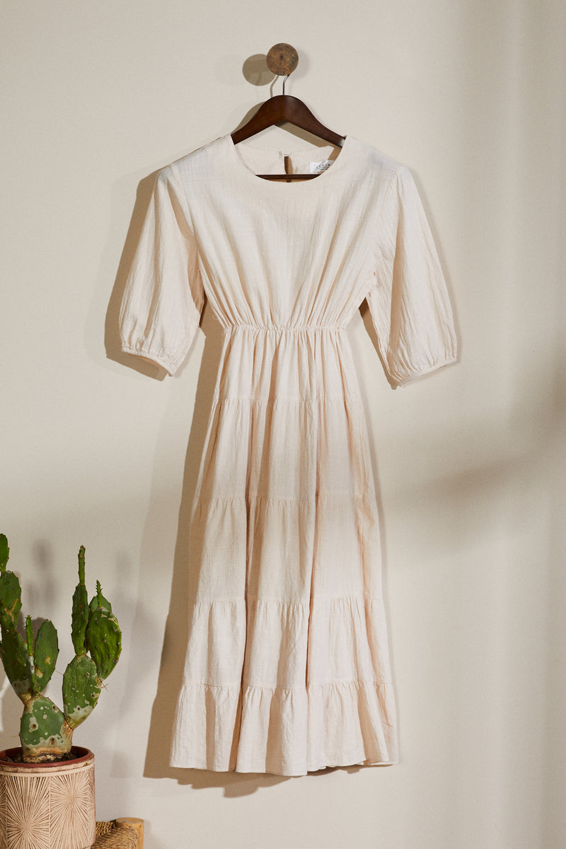 Robe midi jupon beige