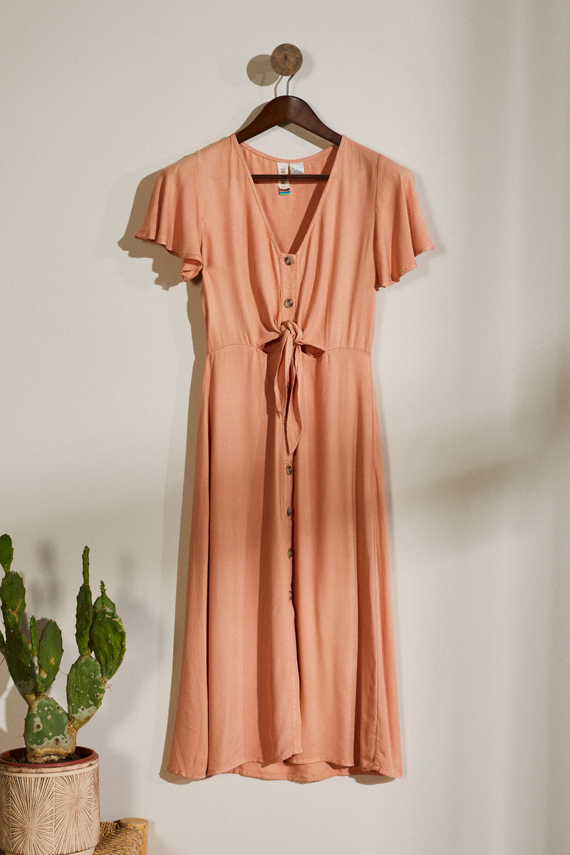 Robe midi chemise rose