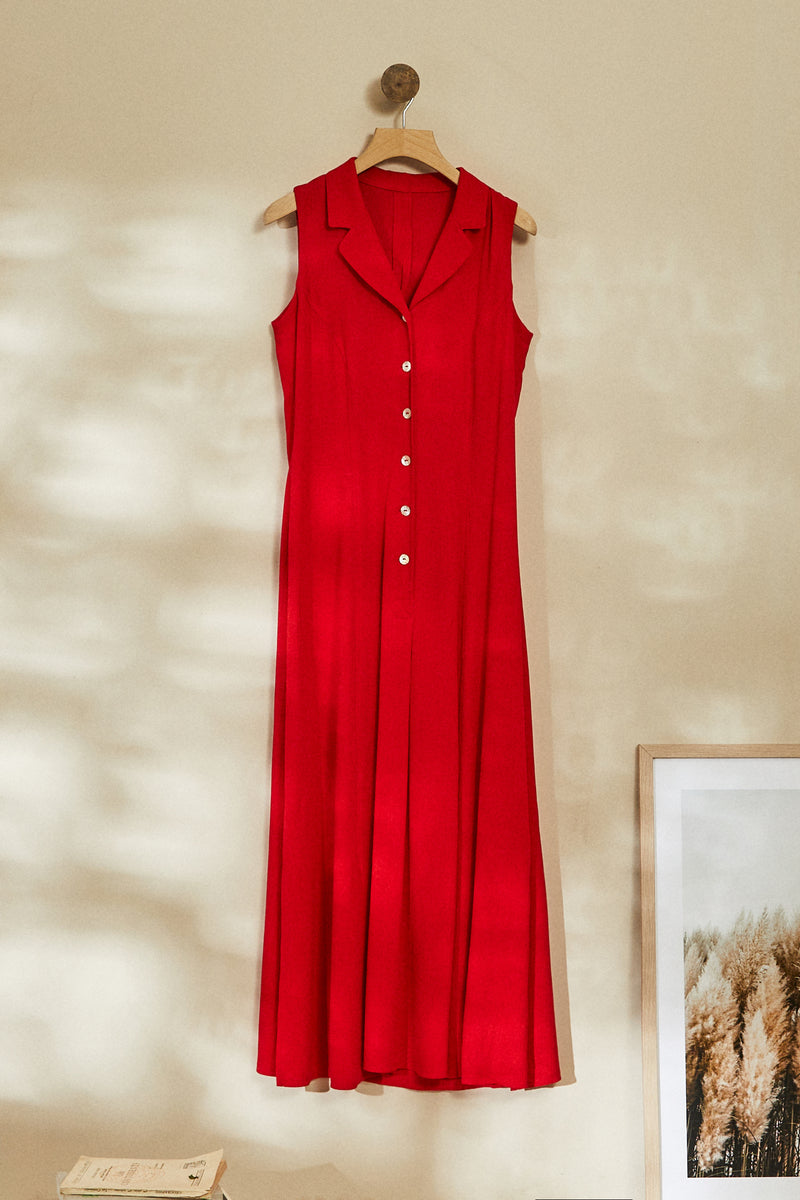 Robe longue chemise rouge