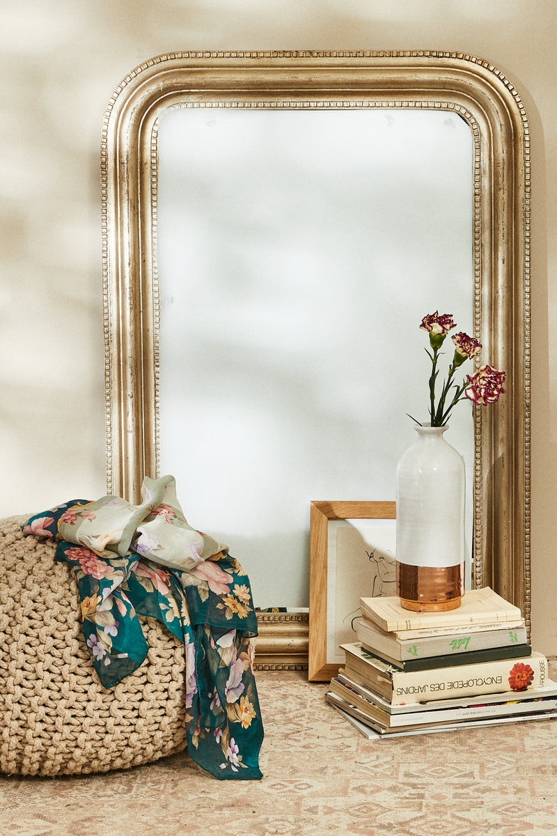 Foulard en soie imprimé à fleurs vert