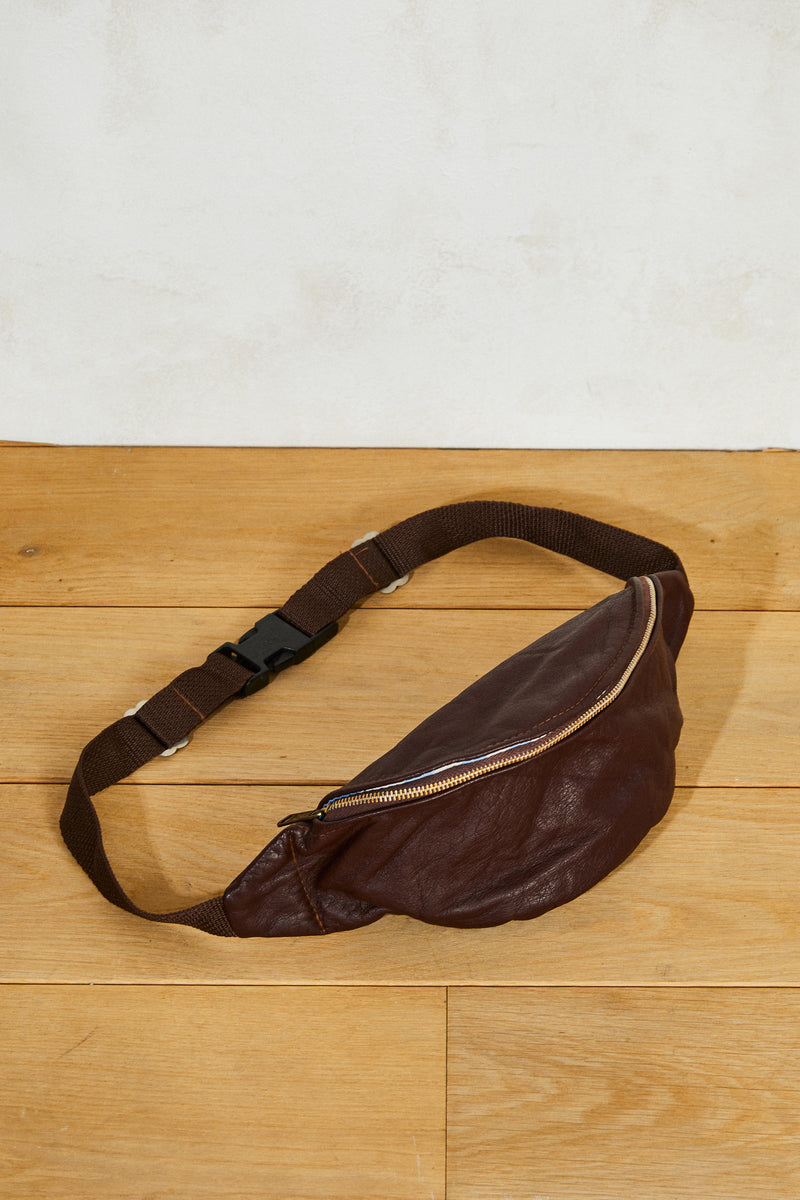 Sac banane cuir marron