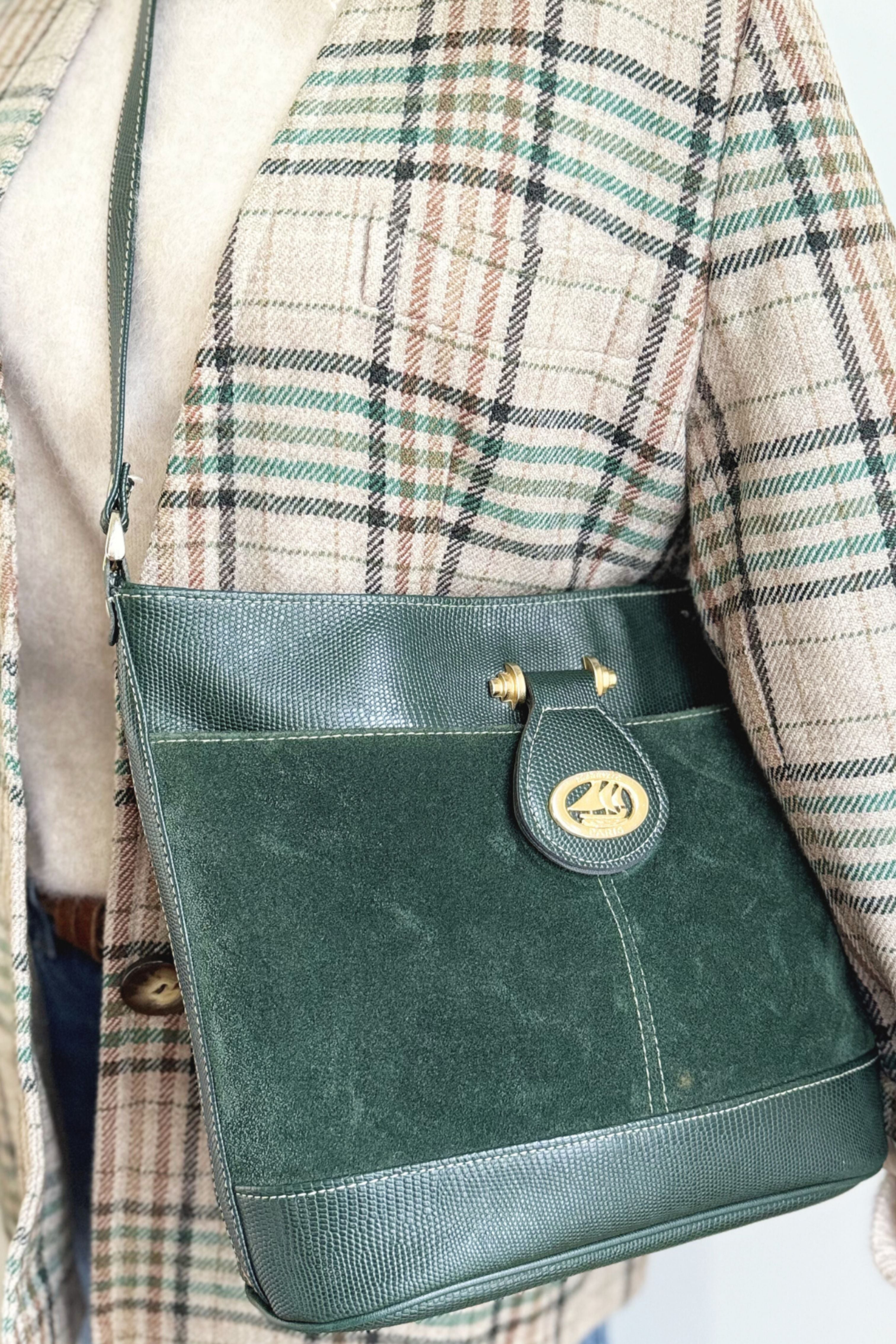 Sac seau en cuir vert