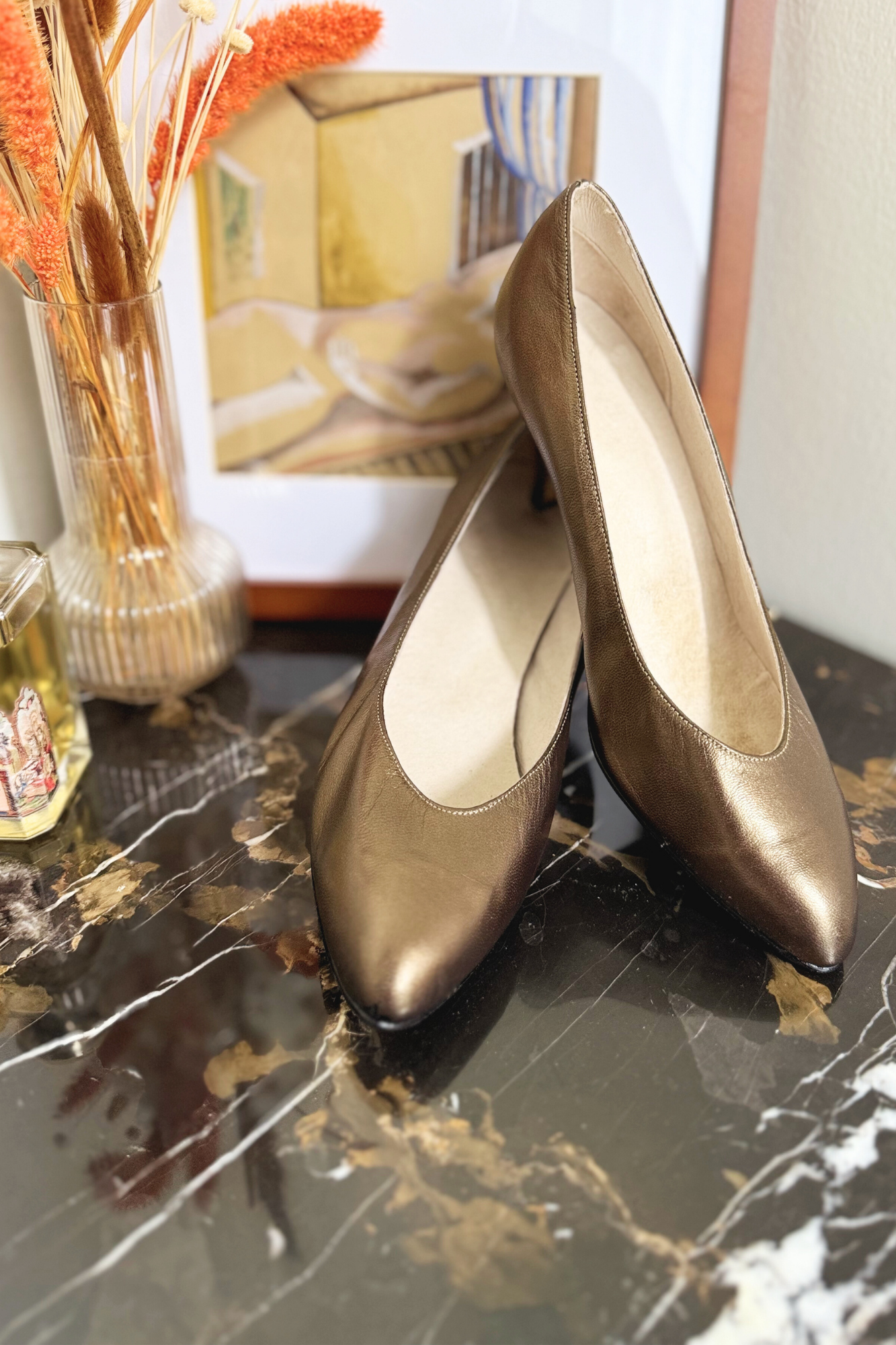 Escarpins en cuir bronze- T36