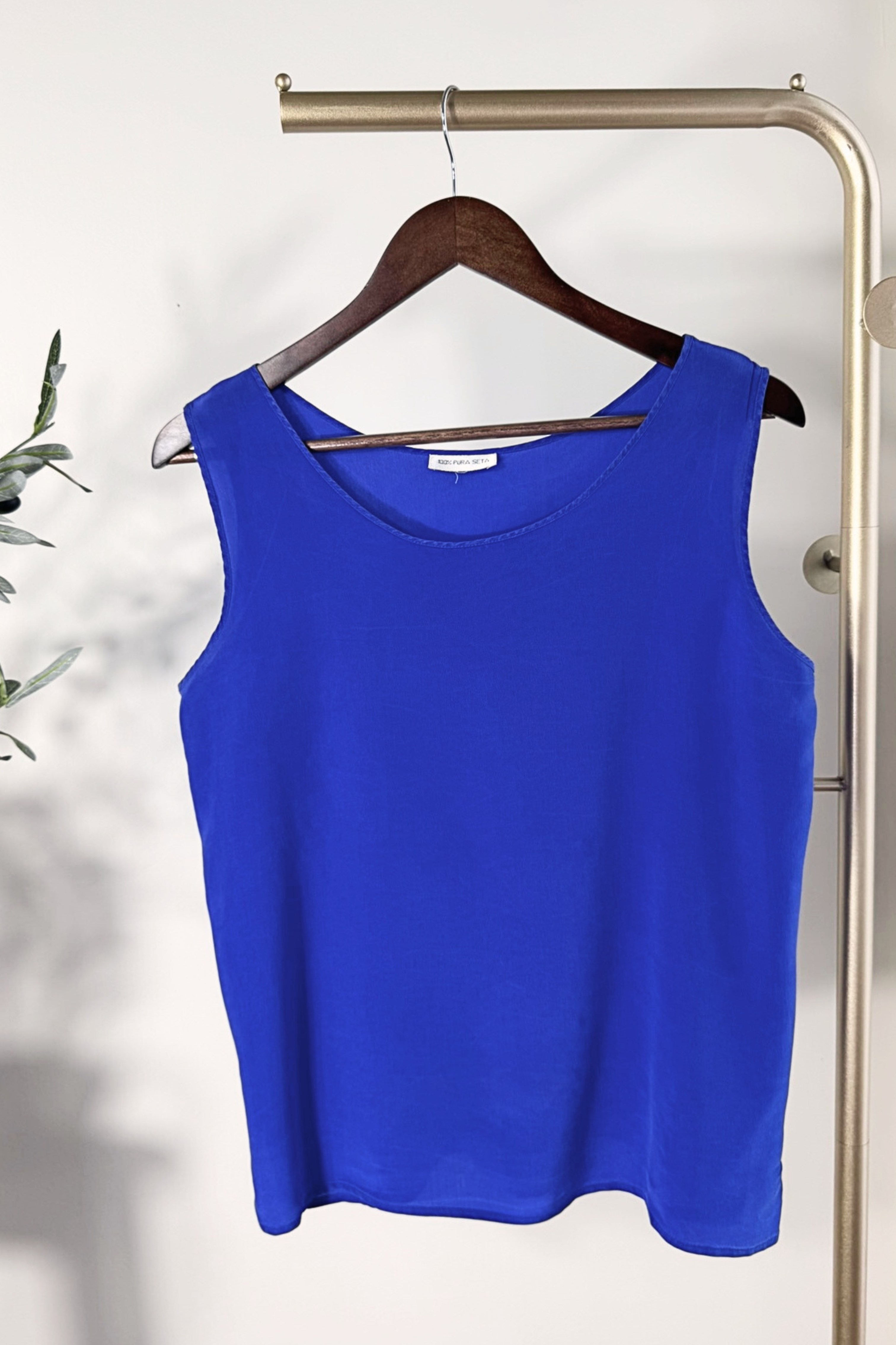 Yellow silk tank top