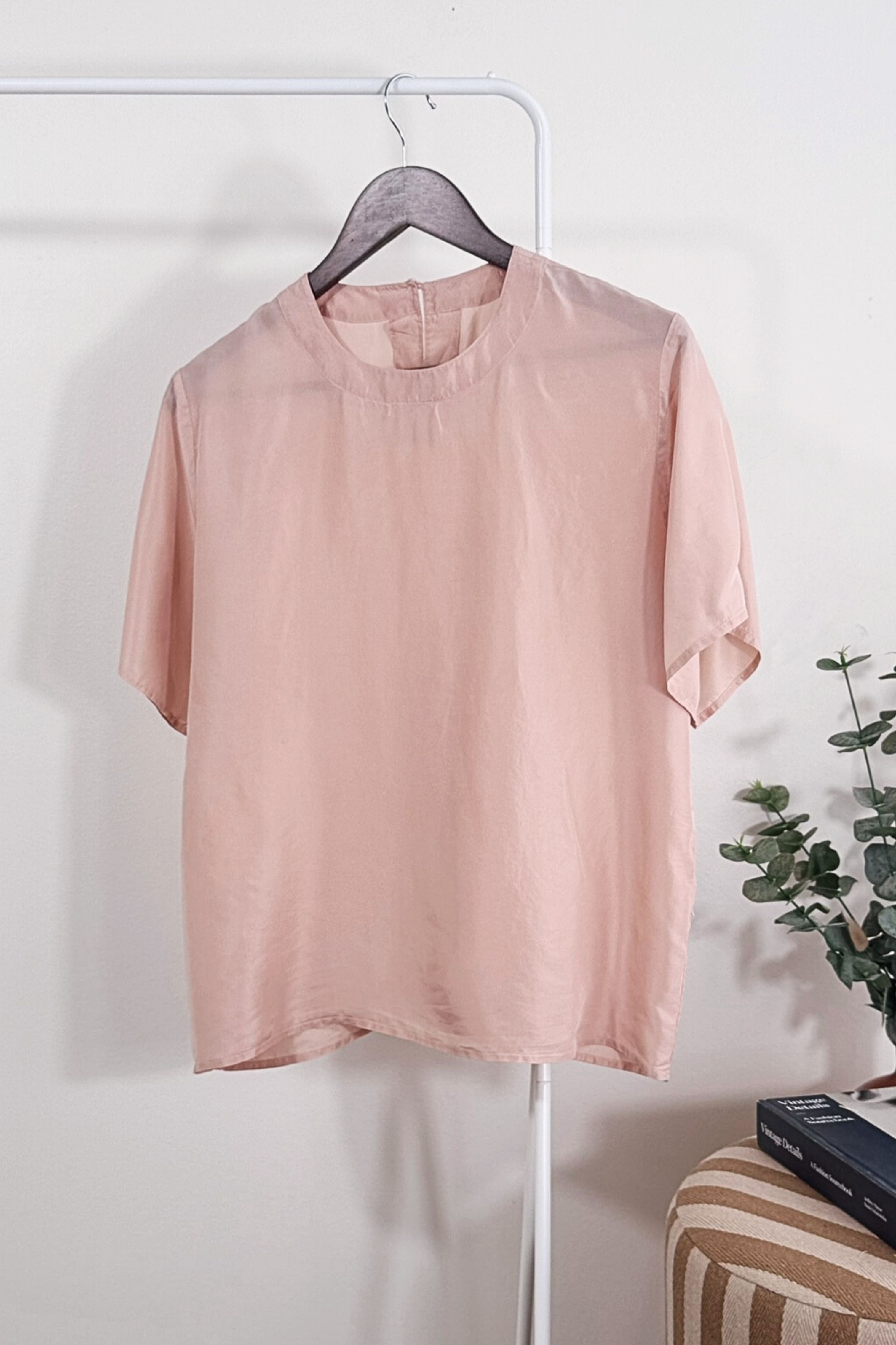 Blouse en soie rose poudré