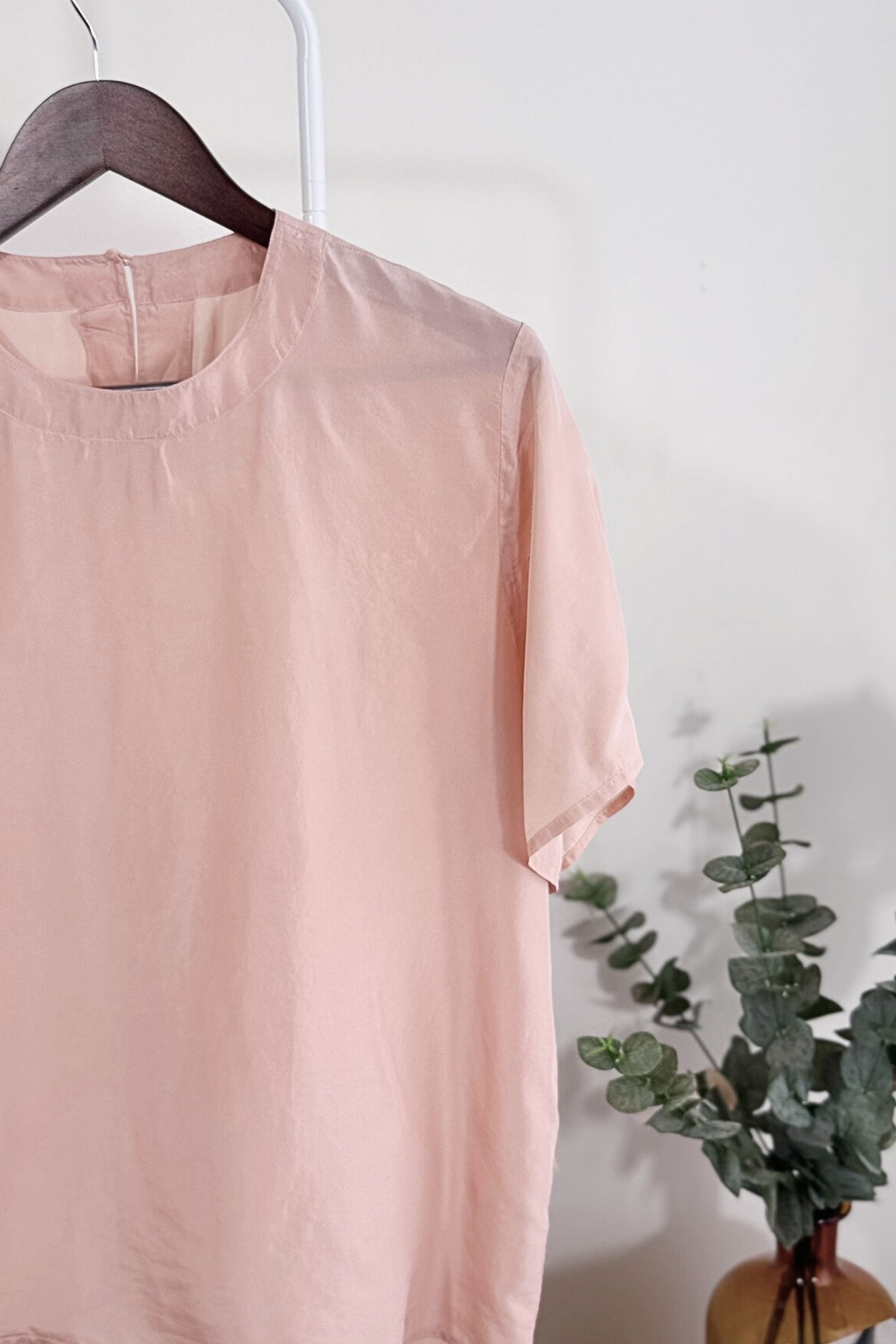 Blouse en soie rose poudré