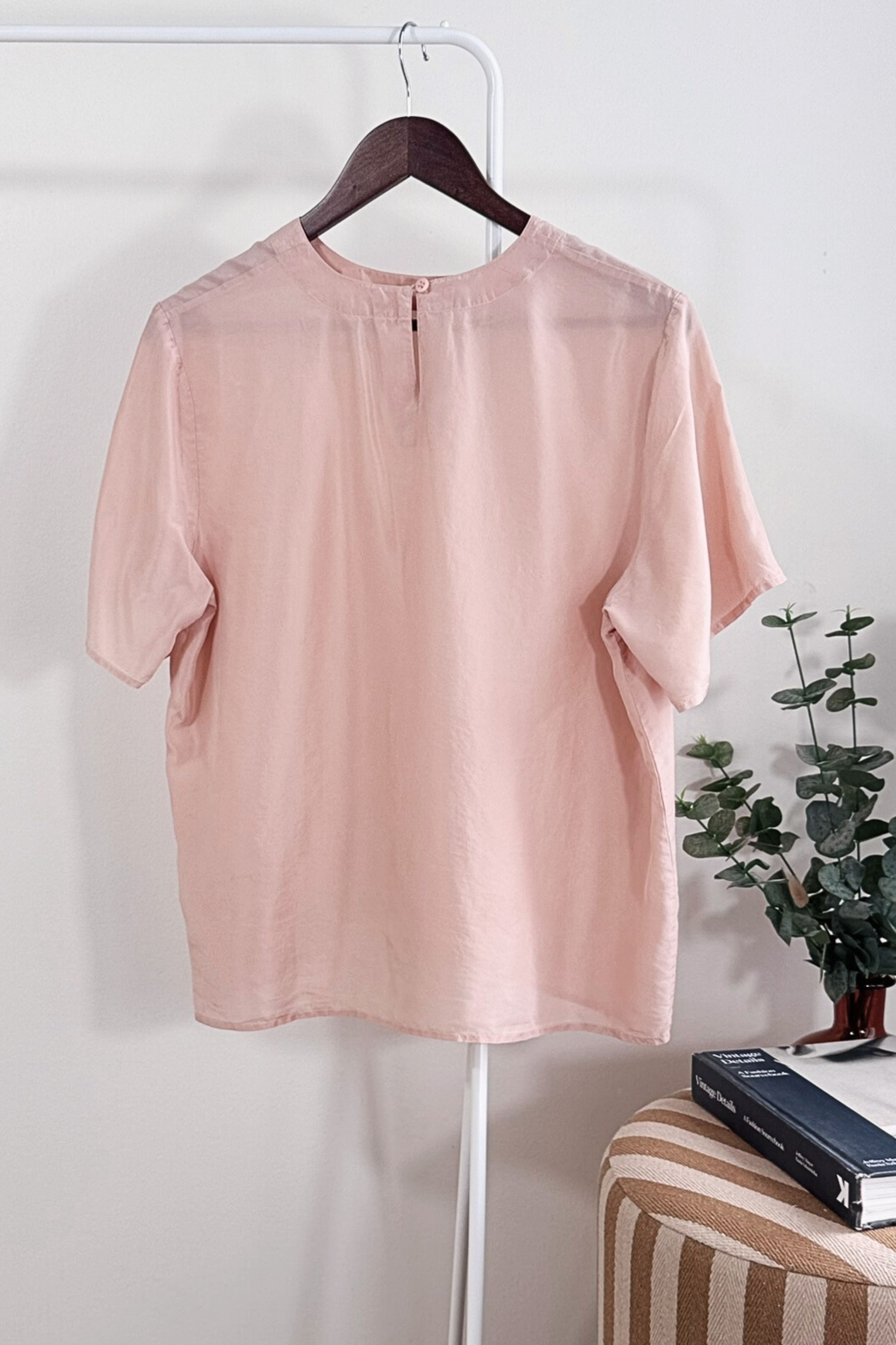 Blouse en soie rose poudré